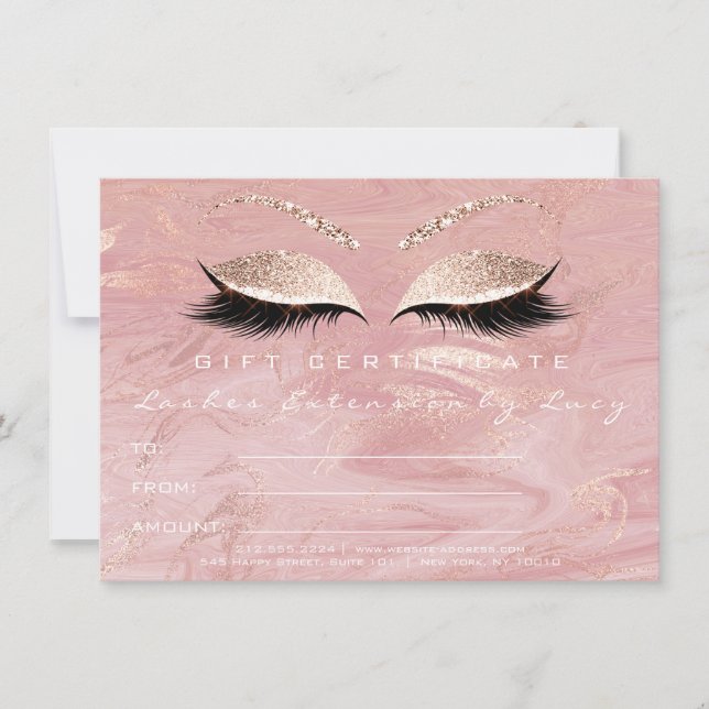 Lashes Extension Makeup Certificate Gift Marble (Front)