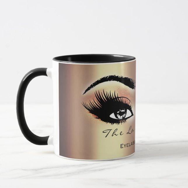 Lashes Extension Makeup Studio Peach Sepia Gold Mug (Left)