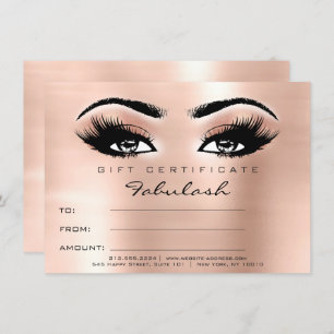 Lashes Extension Peach Makeup Certificate Gift Invitation