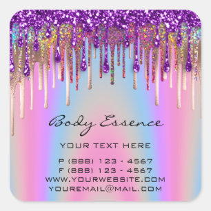 Lashes Extension Shop Holograph Purple Pastel Square Sticker