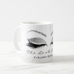 Lashes Extension White Studio Silver Grey Glitter Coffee Mug