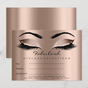 Lashes ExtensionRose Gold Makeup Certificate Gift Invitation
