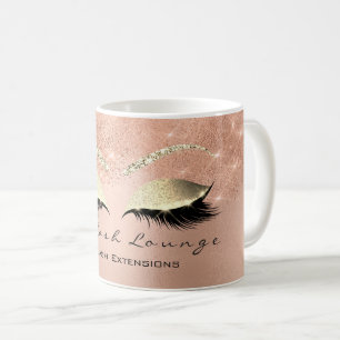 Lashes Extention Beauty Sparkly Pink Gold Glitter Coffee Mug