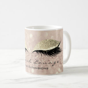 Lashes Extention Beauty Studio Makeup Gold Glitter Coffee Mug