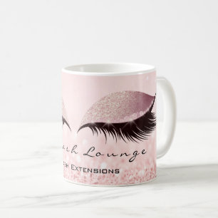 Lashes Extention Beauty Studio Rose Eye Glitter Coffee Mug