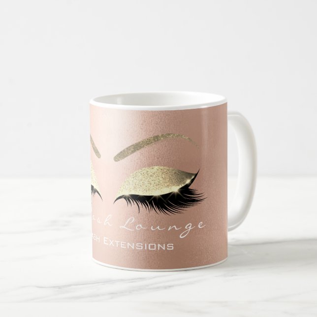 Lashes Extention Beauty Studio Rose  Gold Glitter Coffee Mug (Front Right)
