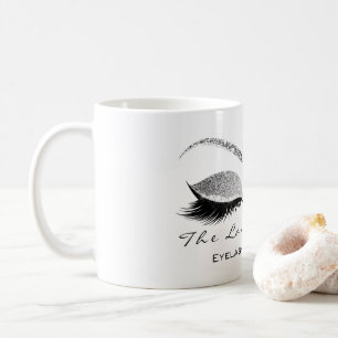 Lashes Extention Beauty Studio Silver Gray Glitter Coffee Mug