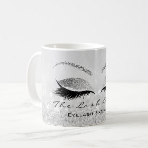 Lashes Extention Beauty Studio Silver Gray Glitter Coffee Mug