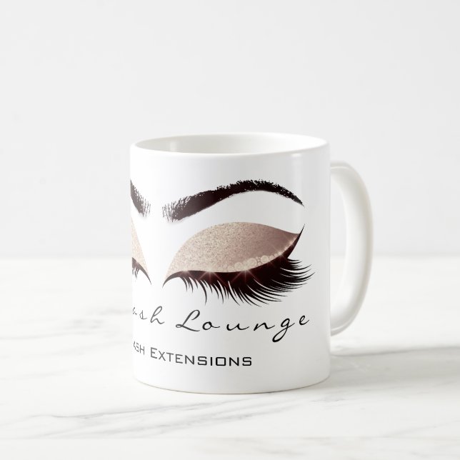 Lashes Extention Beauty Studio White  Eyes Glitter Coffee Mug (Front Right)