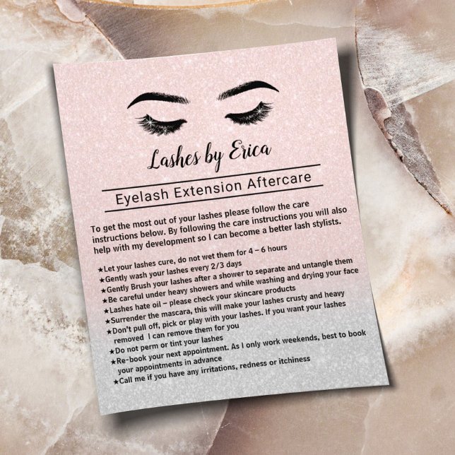 Lashes Eyelash Extensions Aftercare  Instruction Flyer (Creator Uploaded)