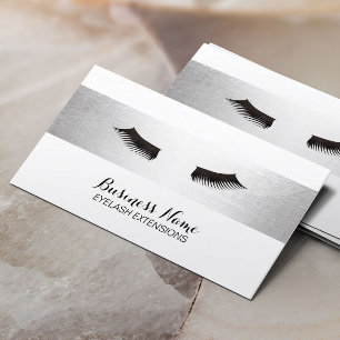 Lashes Eyelash Extensions Modern Silver Salon Business Card