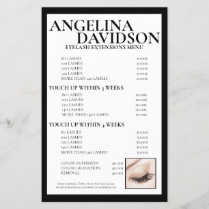 Lashes Eyelash Extensions White Price List Flyer