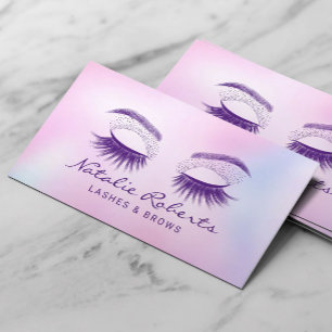 Lashes Eyelash Makeup Artist Holographic Salon Business Card