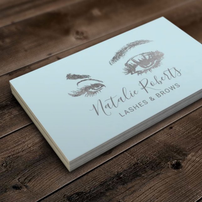 Lashes Eyelash Makeup Artist Mint Blue Salon Business Card (Creator Uploaded)