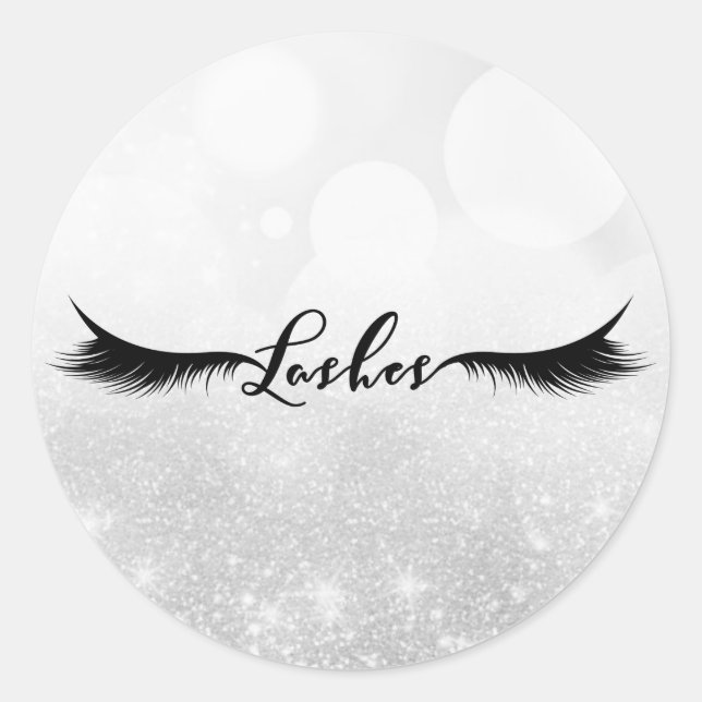 Lashes Eyelashes Extensions Silver Beauty Favour Classic Round Sticker (Front)