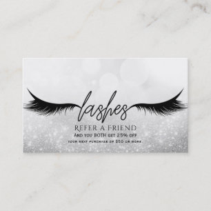 Lashes Eyelashes Extensions Silver Refer a Friend Referral Card