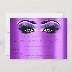 Lashes Eyes Purple Violet Makeup Certificate Gift