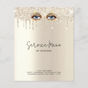 Lashes Glam Champagne Dripping Glitter Price List Flyer