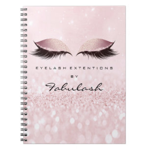 Lashes Glitter Eyes Makeup Pink Rose Girly Name Notebook