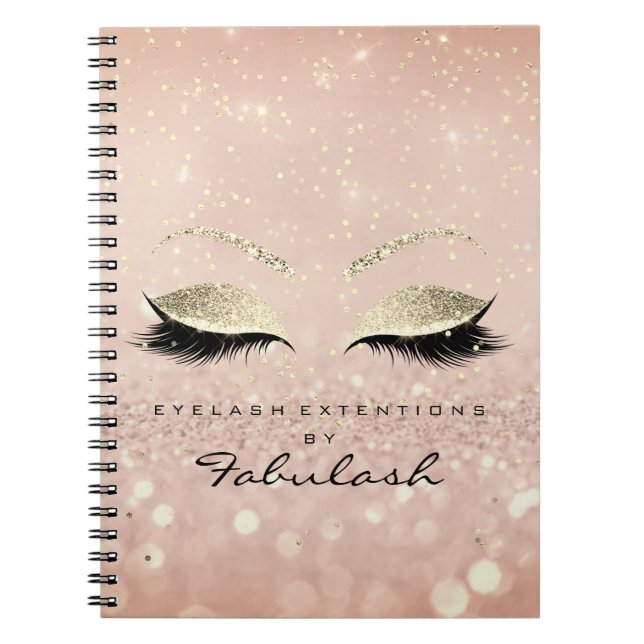 Lashes Glitter Eyes Makeup Pink Rose Gold Skinny Notebook (Front)