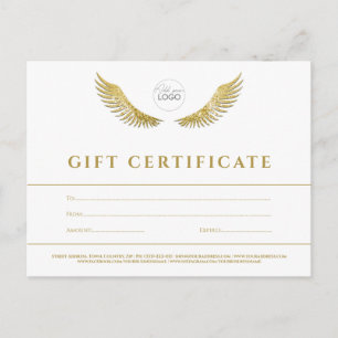 Lashes Gold Wings White Gift Certificate Voucher Postcard