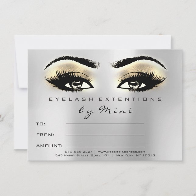 Lashes Grey Gold Pink Makeup Certificate Gift Brow (Front)