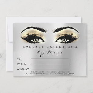 Lashes Grey Gold Pink Makeup Certificate Gift Brow