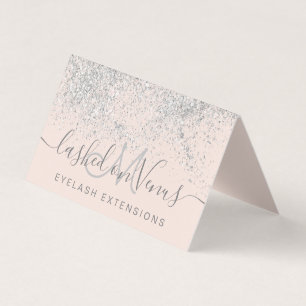 Lashes hair silver glitter pastel eye aftercare business card