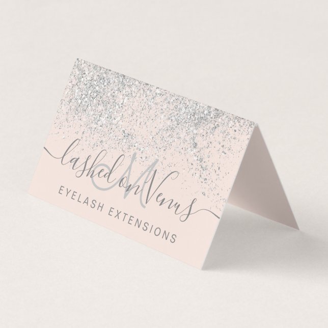 Lashes hair silver glitter pastel eye aftercare business card (Front)