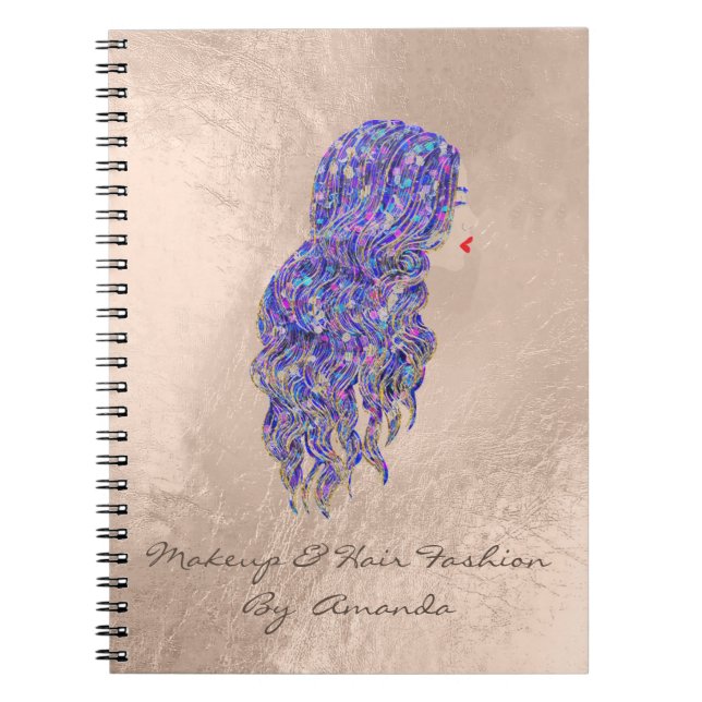 Lashes Hair Stylist Makeup Artist Purple Mermaid Notebook (Front)
