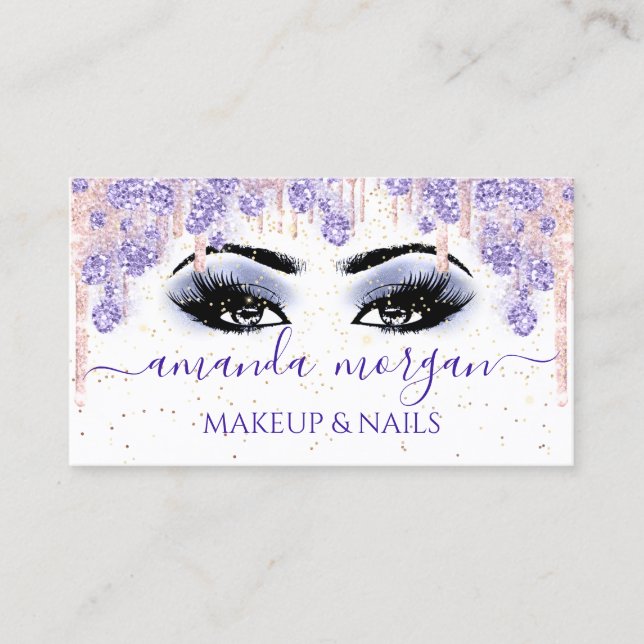 Lashes Hairdresser Makeup Artist Smoky Blue Business Card (Front)