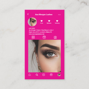  Lashes Instagram Photo Grid Qr Code Hot Pink  Business Card