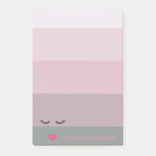 Lashes,Lips on Stripes-Personalised Post-it Notes