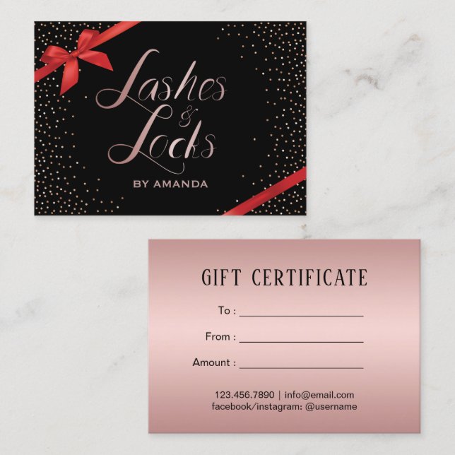 Lashes & Locks Makeup Artist Gift Certificate (Front/Back)