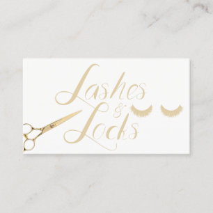 Lashes Locks Makeup Artist Modern Gold Typography Business Card
