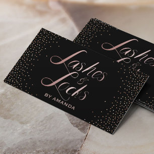 Lashes & Locks Modern Rose Gold Beauty Salon Business Card