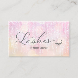 Lashes Logo Pink Sunset Bokeh Sparkle Business Card