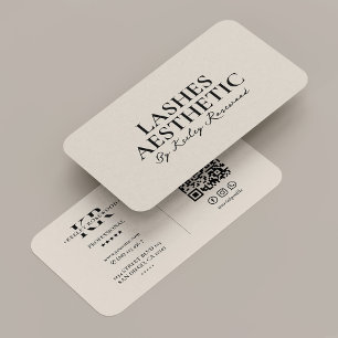  Lashes Makeup Artist Aesthetic Sand Monogram Business Card