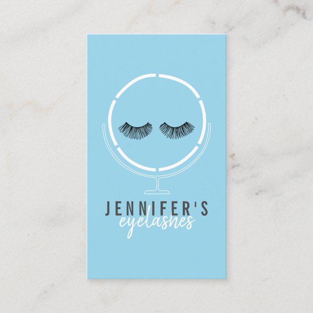 Lashes Makeup Artist Beauty Mirror Blue Business Card (Front)