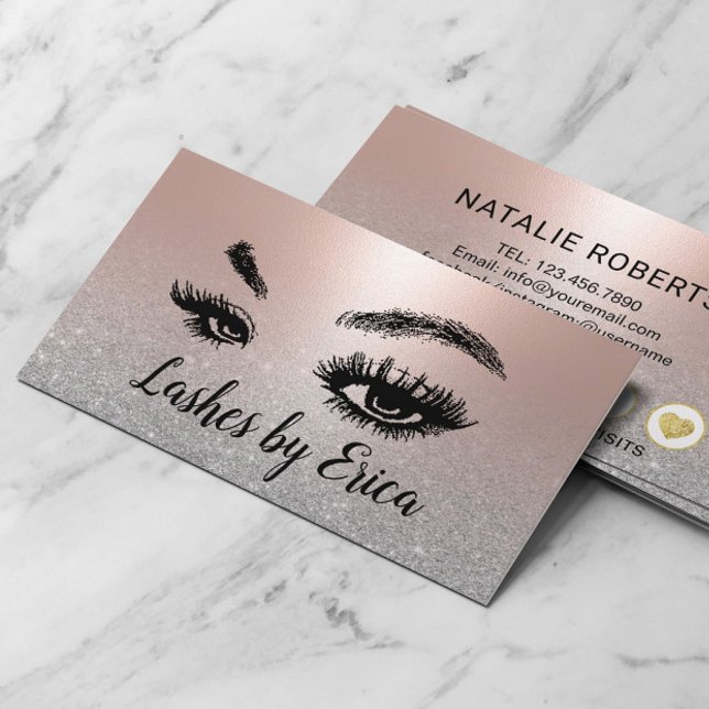 Lashes Makeup Artist Blush Rose Gold Salon Loyalty Card (Creator Uploaded)
