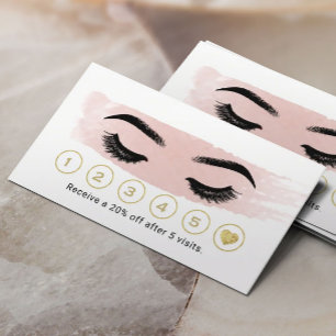 Lashes Makeup Artist Blush Watercolor Loyalty Card