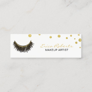 Lashes Makeup Artist Chic Gold Confetti Mini Business Card
