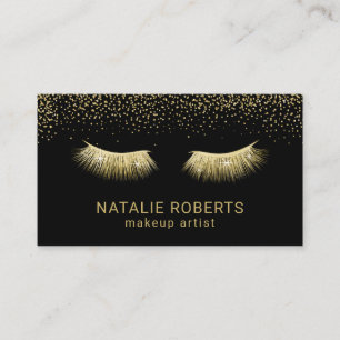 Lashes Makeup Artist Chic Gold Eyelash Extensions Business Card