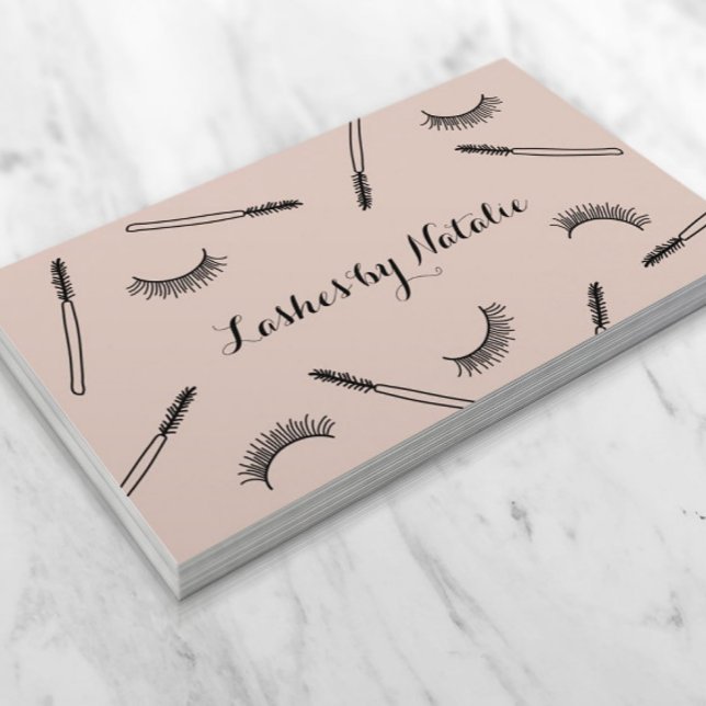 Lashes Makeup Artist Cute Eyelash Salon Pink Business Card (Creator Uploaded)