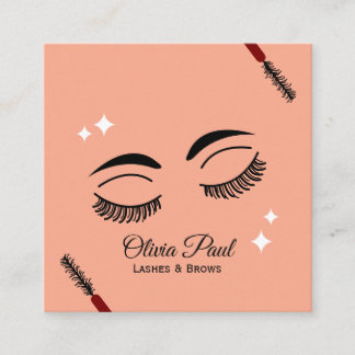 Lashes Makeup Artist Cute Square Business Card