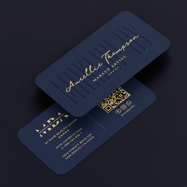 Lashes Makeup Artist Elegant Navy Modern Monogram Business Card (Lashes Makeup Artist Elegant Navy Modern Monogram Business Card
)