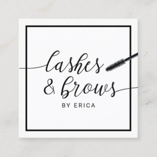 Lashes Makeup Artist Elegant Typography Salon Square Business Card