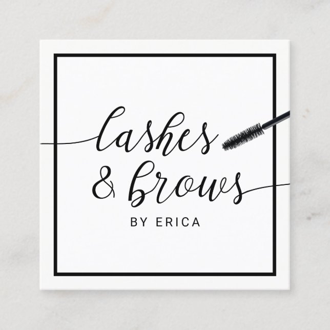 Lashes Makeup Artist Elegant Typography Salon Square Business Card (Front)