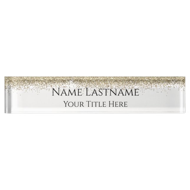 Lashes Makeup Artist Event Planner Glitter Gold Nameplate (Front)