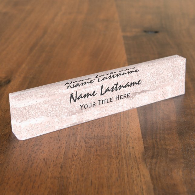 Lashes Makeup Artist Event Planner Pink Rose Nameplate (Side)